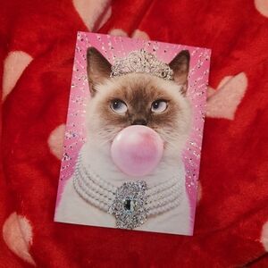 Pink Bubblegum Cat Birthday Card
